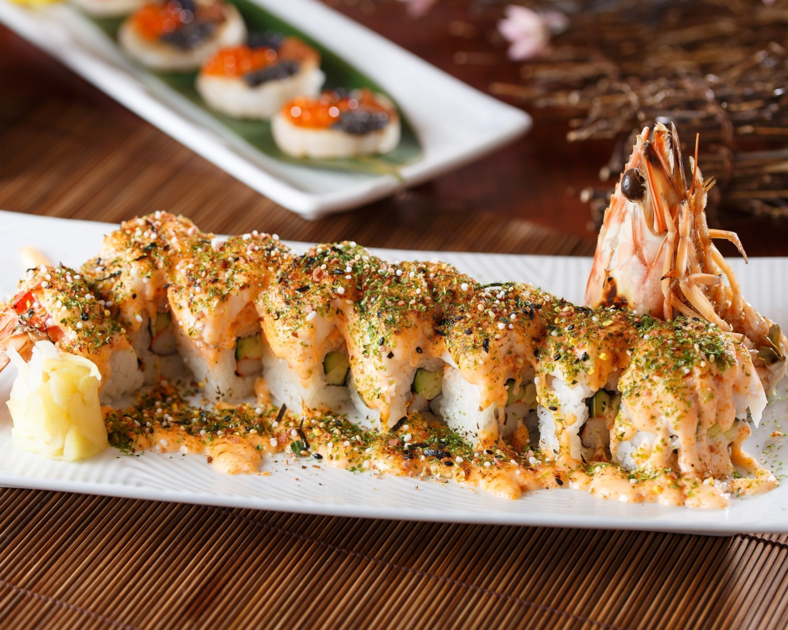 Обои Sushi with shrimp 1600x1280
