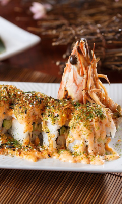 Обои Sushi with shrimp 240x400