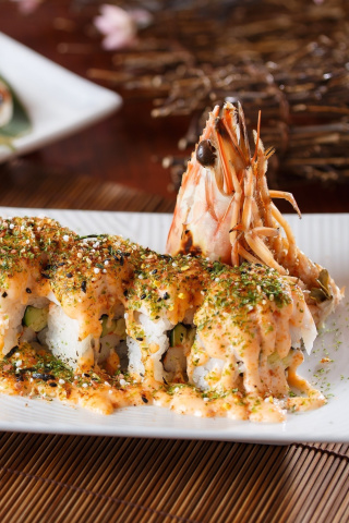Sushi with shrimp wallpaper 320x480