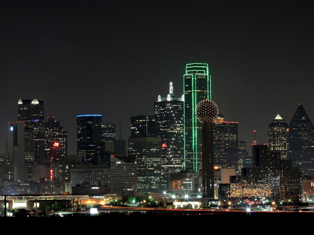 Das Texas, Dallas Night Skyline Wallpaper 1024x768