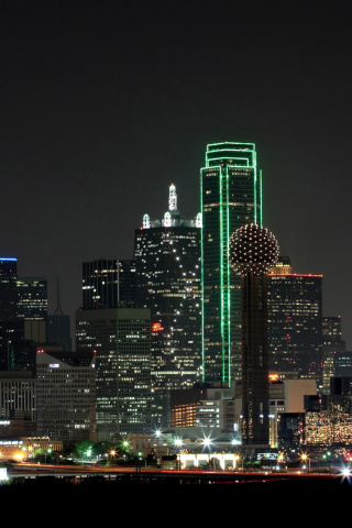 Texas, Dallas Night Skyline wallpaper 320x480