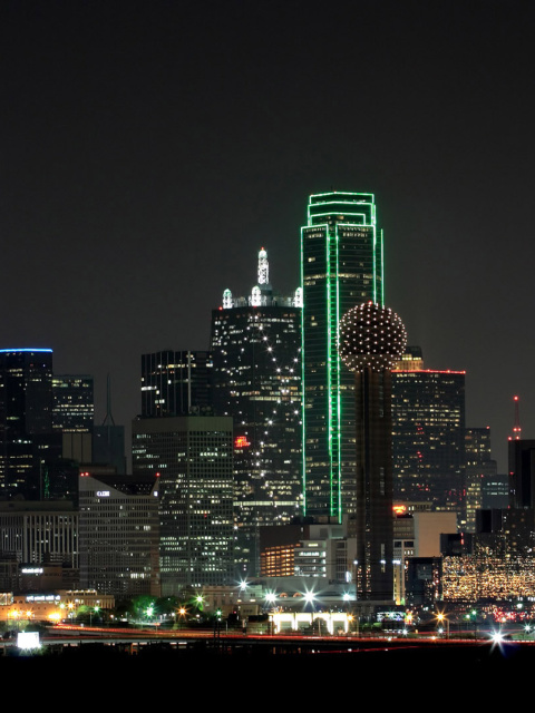 Texas, Dallas Night Skyline wallpaper 480x640