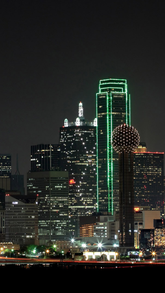 Das Texas, Dallas Night Skyline Wallpaper 640x1136