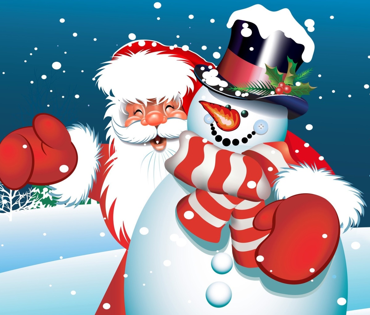 Das Santa with Snowman Wallpaper 1200x1024