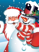 Das Santa with Snowman Wallpaper 132x176