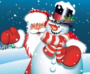 Обои Santa with Snowman 176x144