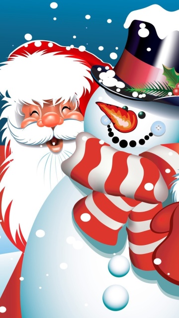 Das Santa with Snowman Wallpaper 360x640
