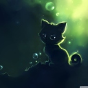 Lonely Black Kitty Painting wallpaper 128x128