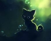 Fondo de pantalla Lonely Black Kitty Painting 176x144
