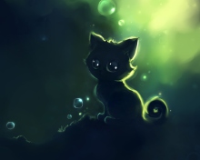 Обои Lonely Black Kitty Painting 220x176