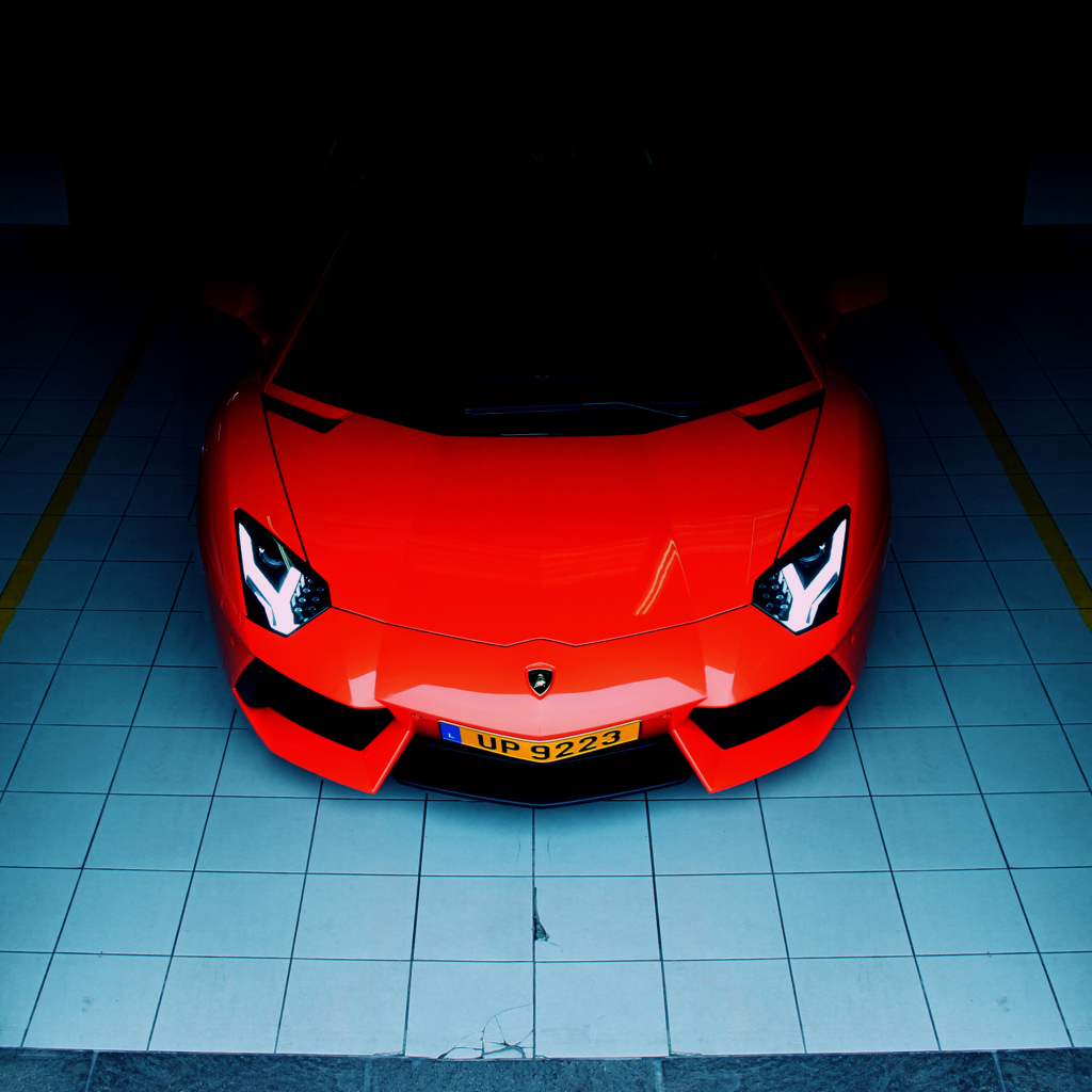 Sfondi Red Lamborghini Aventador 1024x1024
