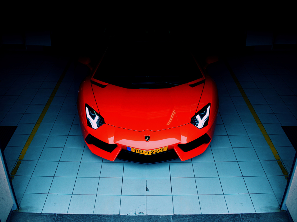 Das Red Lamborghini Aventador Wallpaper 1024x768
