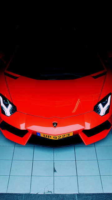 Fondo de pantalla Red Lamborghini Aventador 360x640