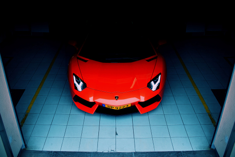 Das Red Lamborghini Aventador Wallpaper 480x320