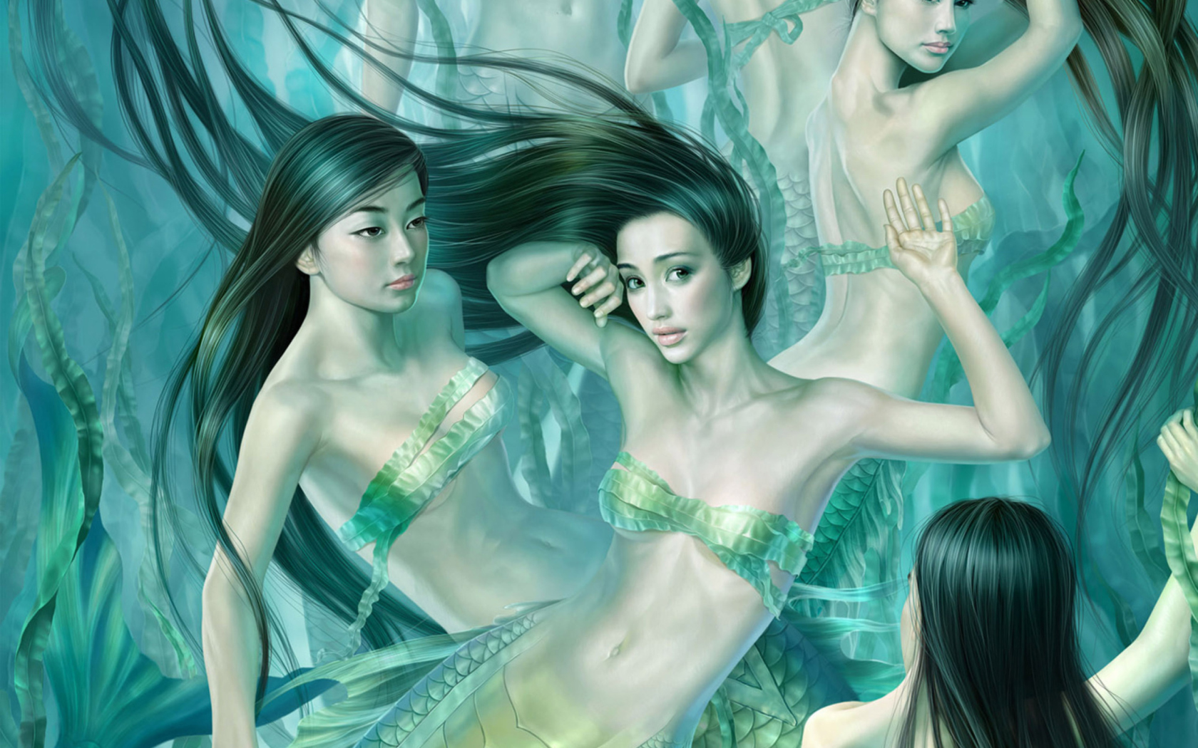 Das Fantasy Mermaids Wallpaper 1680x1050