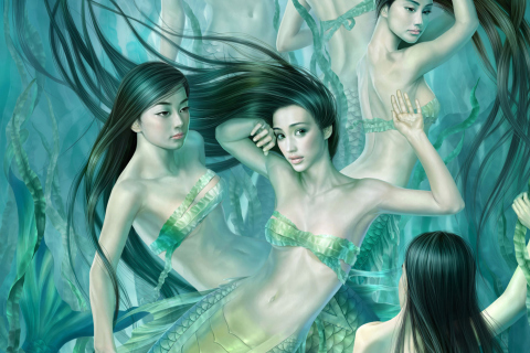 Fantasy Mermaids wallpaper 480x320