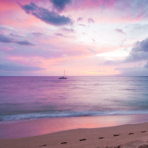 Screenshot №1 pro téma Pink Evening And Lonely Boat At Horizon 208x208