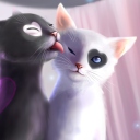 Screenshot №1 pro téma Black And White Cats Romance 128x128