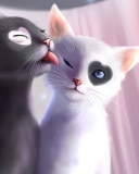 Обои Black And White Cats Romance 128x160