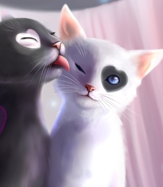 Black And White Cats Romance - Obrázkek zdarma pro 128x160
