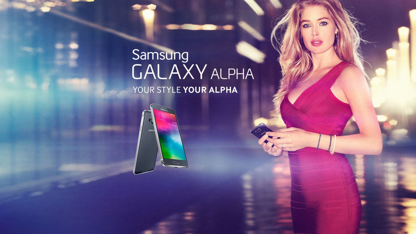 Samsung Galaxy Alpha Advertisement with Doutzen Kroes wallpaper 1366x768