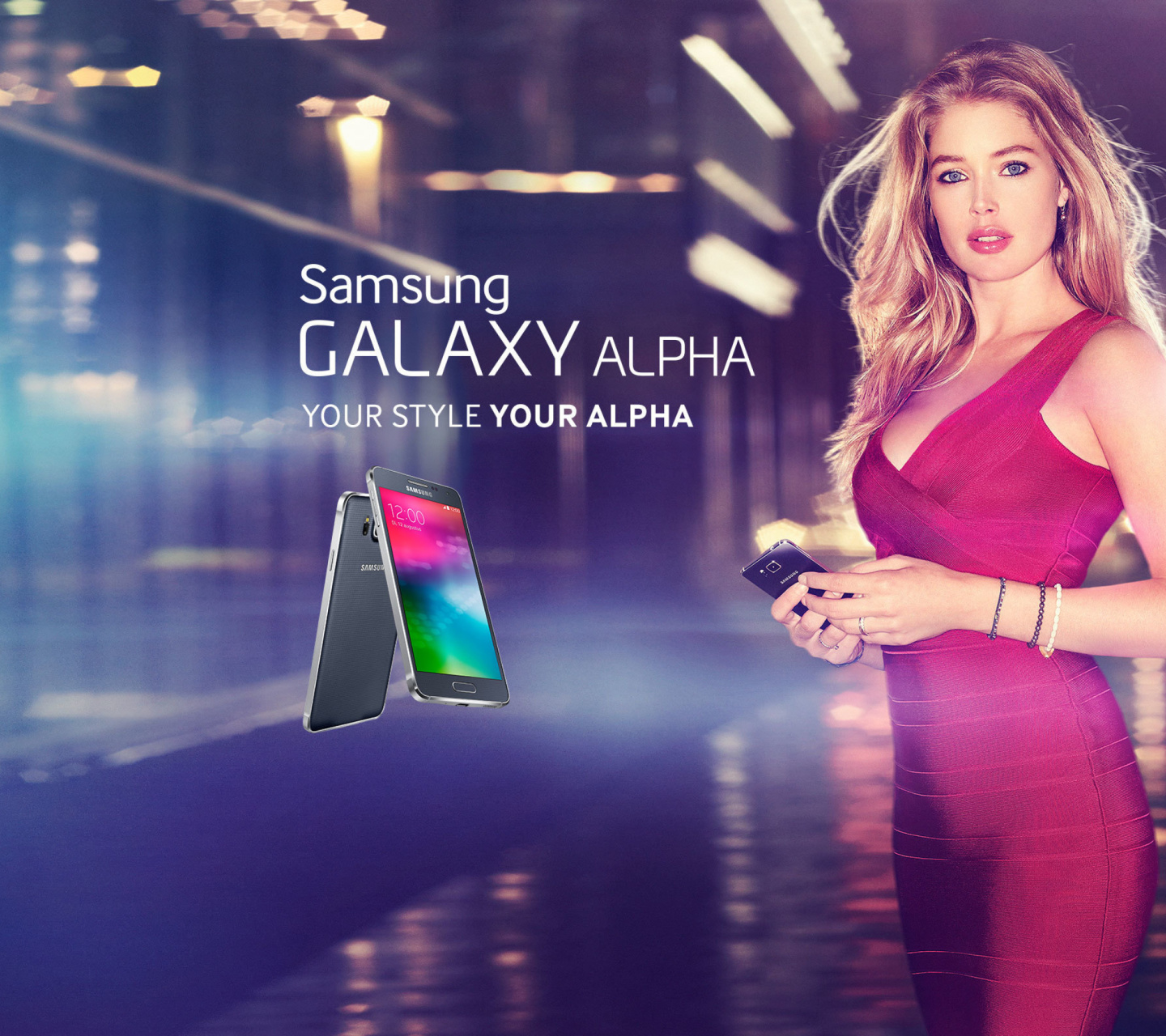 Обои Samsung Galaxy Alpha Advertisement with Doutzen Kroes 1440x1280