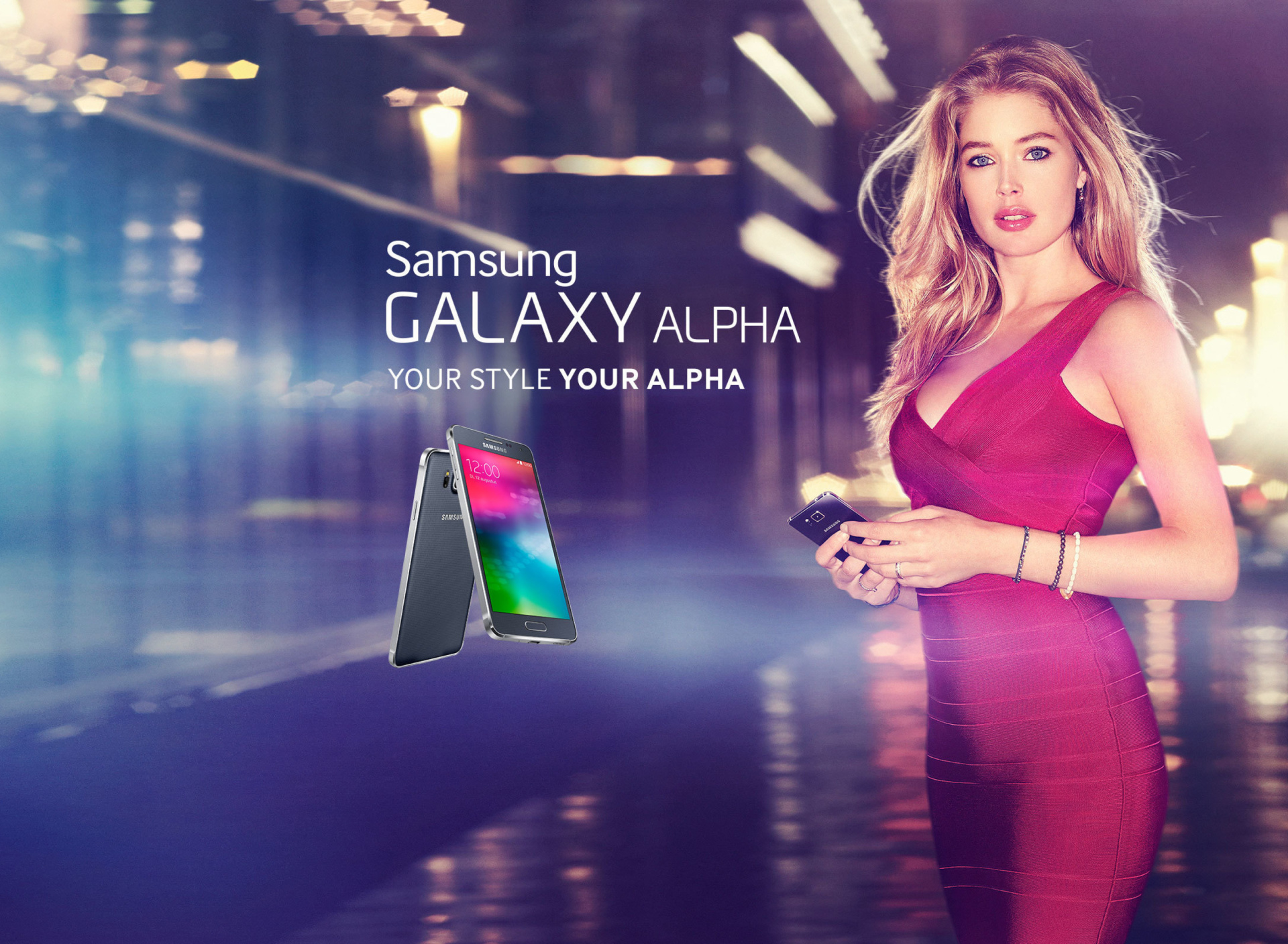 Обои Samsung Galaxy Alpha Advertisement with Doutzen Kroes 1920x1408