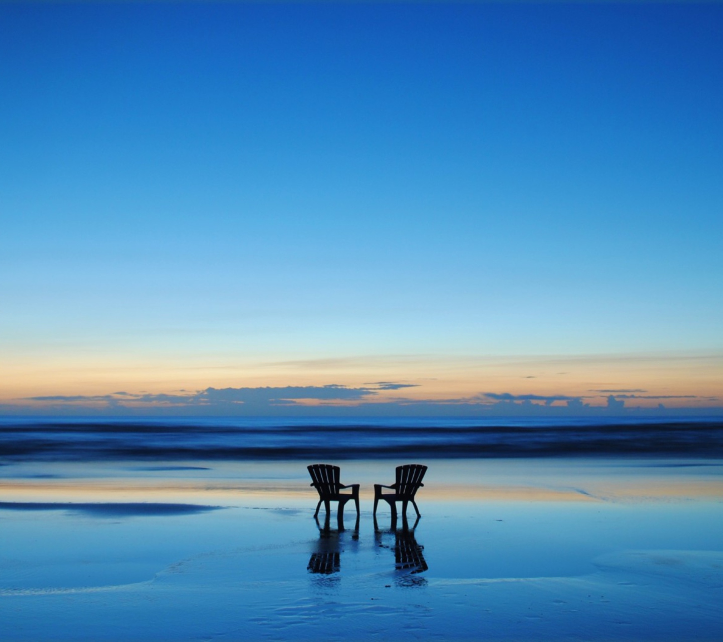 Sfondi Beach Chairs For Couple At Sunset 1440x1280