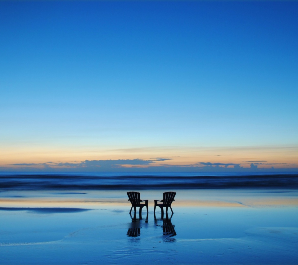 Beach Chairs For Couple At Sunset wallpaper 960x854