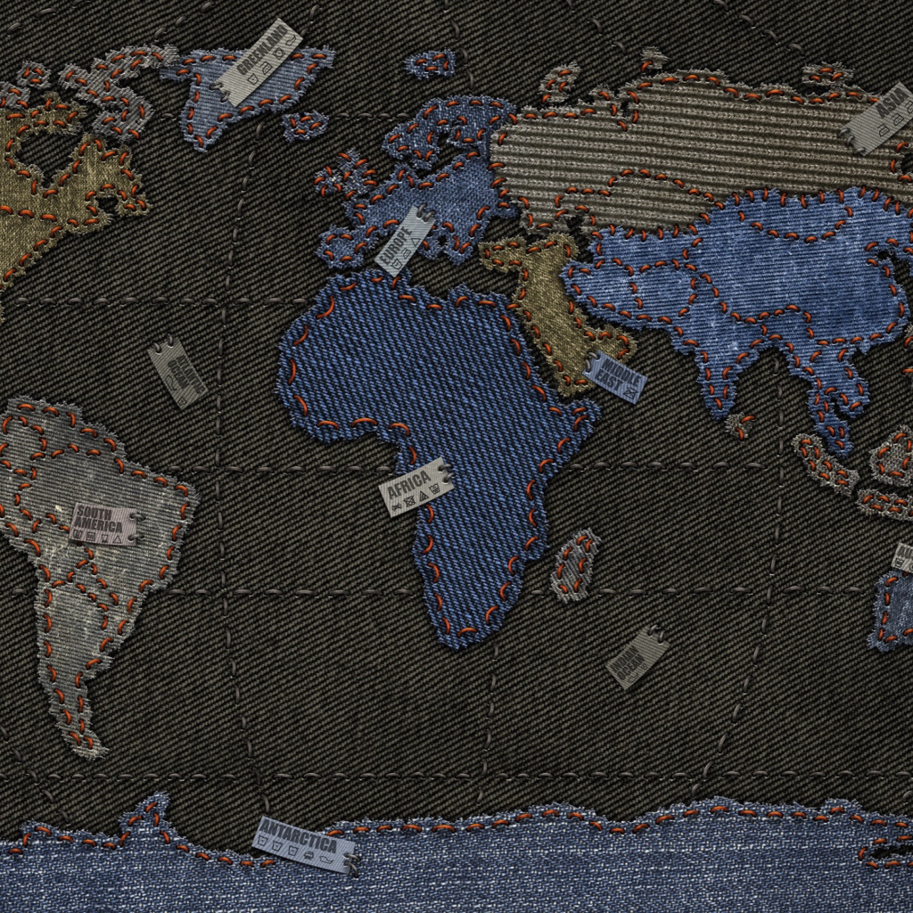 Обои Jeans World Map 1024x1024