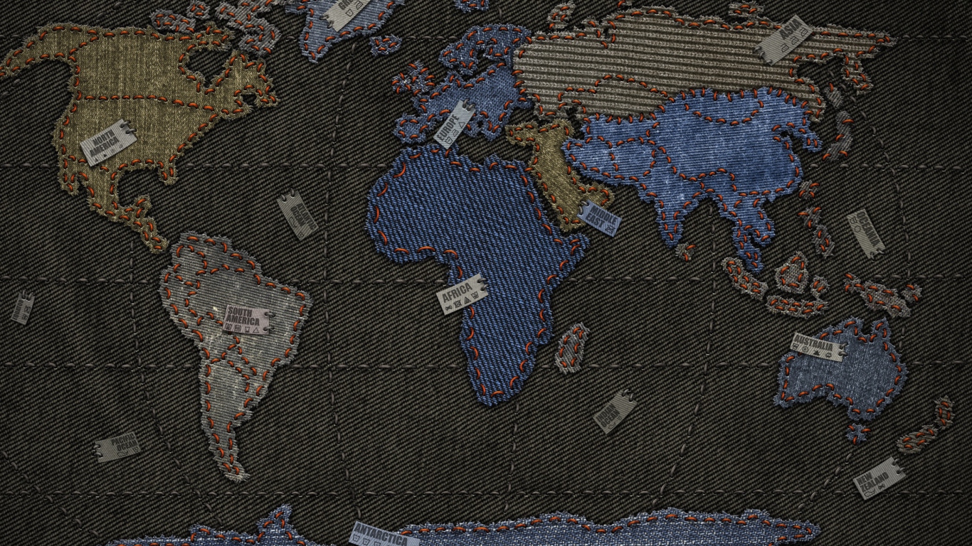 Обои Jeans World Map 1366x768