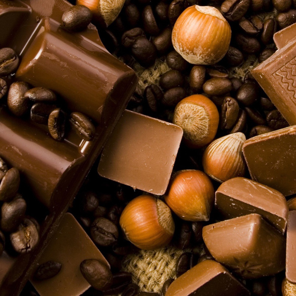 Обои Chocolate, Nuts And Coffee 1024x1024