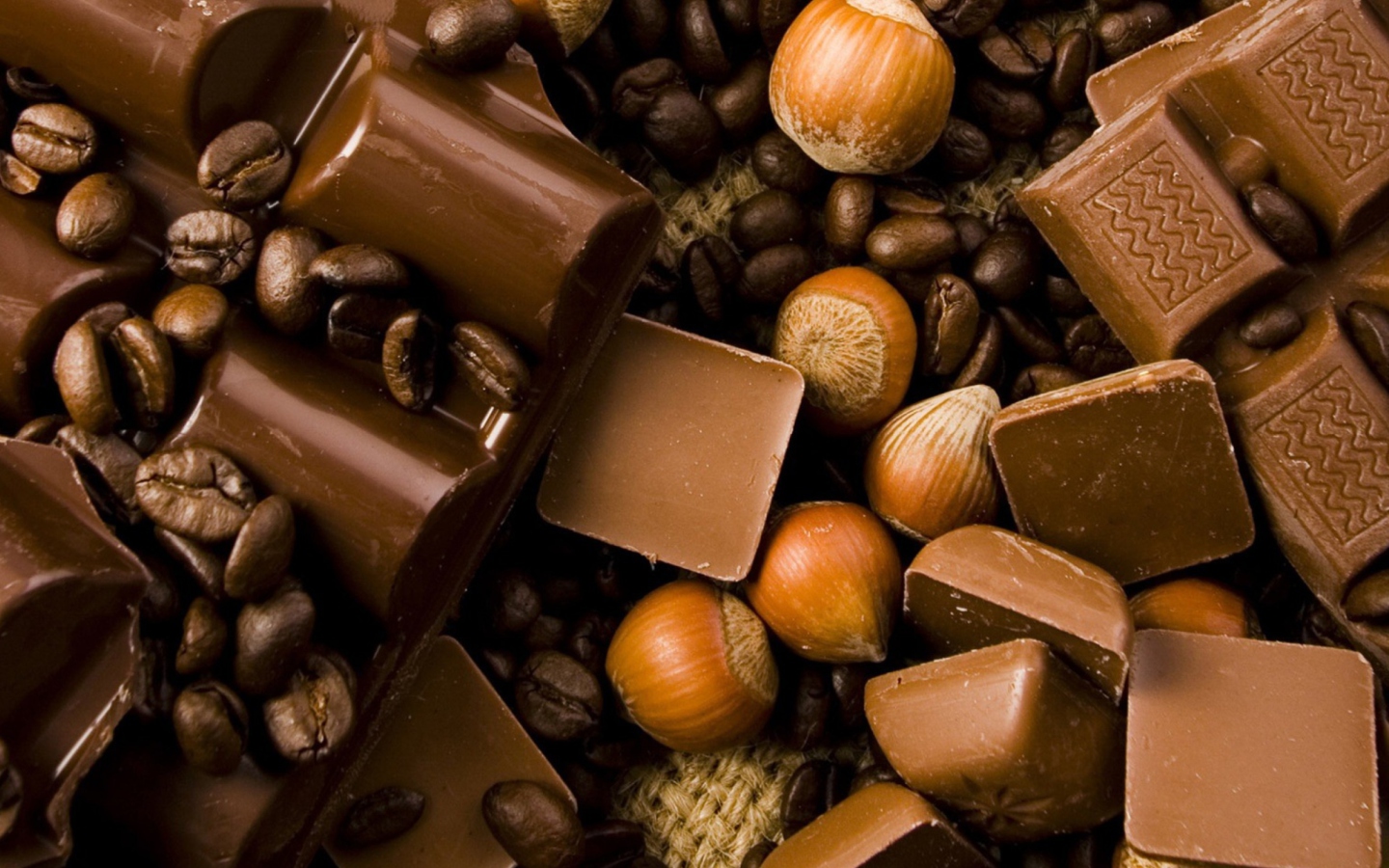 Das Chocolate, Nuts And Coffee Wallpaper 1440x900