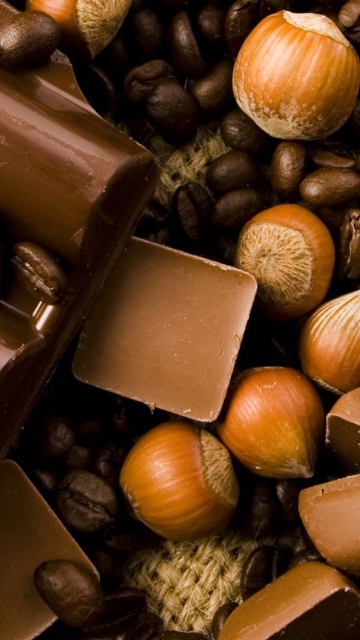 Chocolate, Nuts And Coffee wallpaper 360x640
