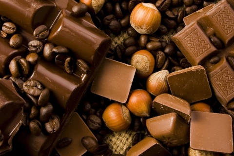 Das Chocolate, Nuts And Coffee Wallpaper 480x320