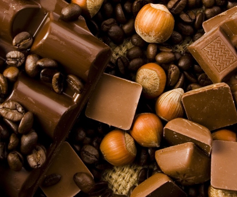 Das Chocolate, Nuts And Coffee Wallpaper 480x400
