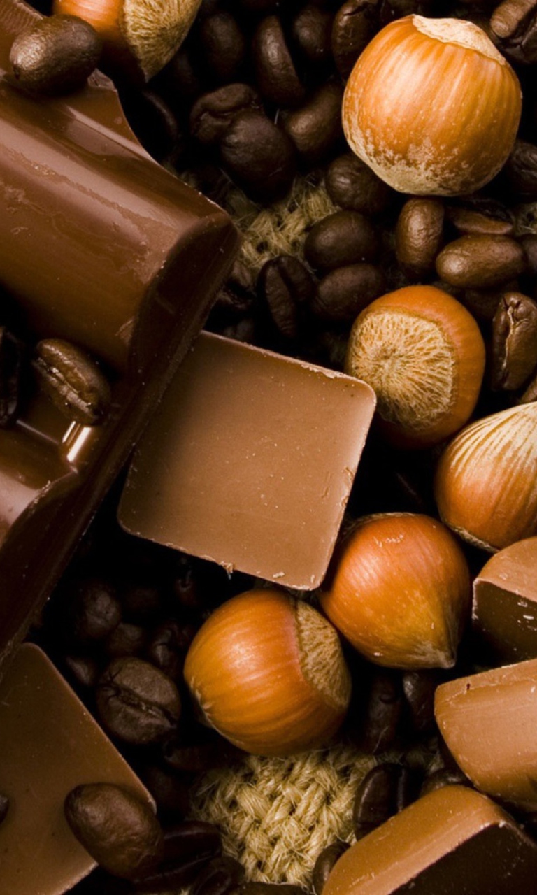 Das Chocolate, Nuts And Coffee Wallpaper 768x1280