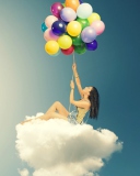 Das Flyin High On Cloud With Balloons Wallpaper 128x160