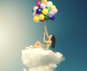 Flyin High On Cloud With Balloons wallpaper 176x144