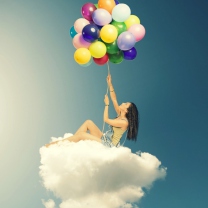 Das Flyin High On Cloud With Balloons Wallpaper 208x208