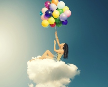Das Flyin High On Cloud With Balloons Wallpaper 220x176