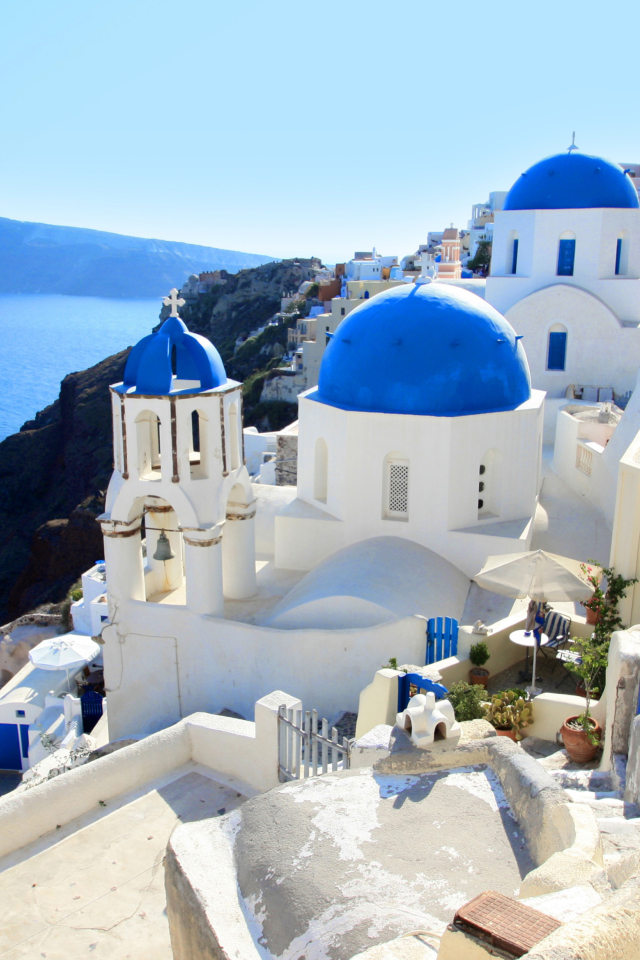 Fondo de pantalla Greece, Santorini 640x960