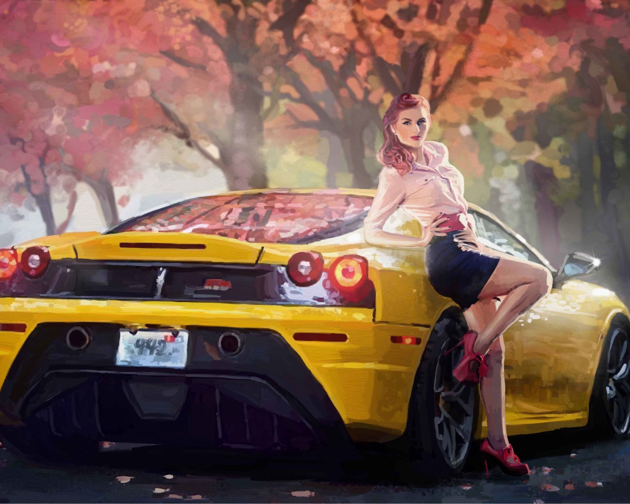 Fondo de pantalla Ferrari Girl Painting 1280x1024