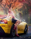 Обои Ferrari Girl Painting 128x160