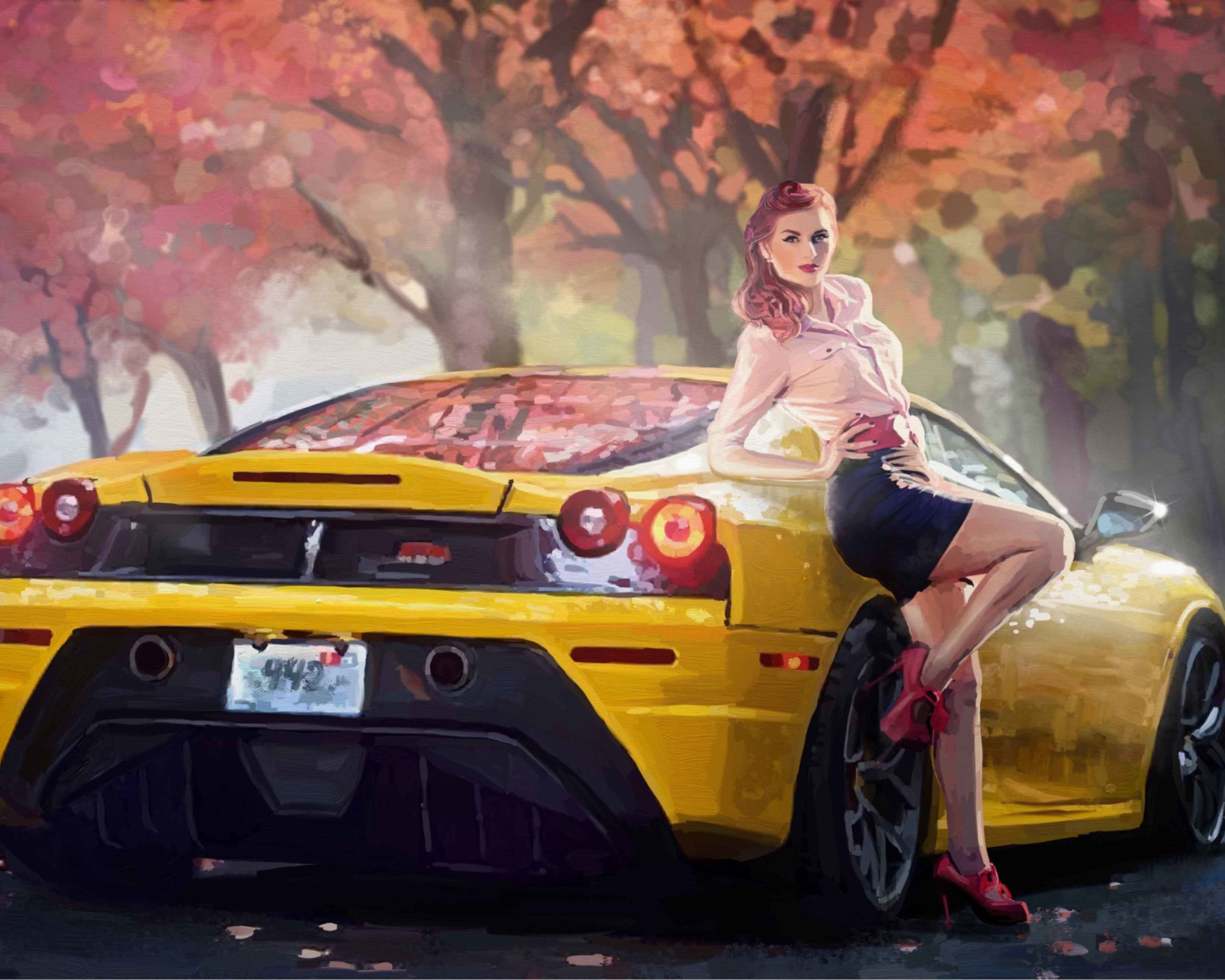 Screenshot №1 pro téma Ferrari Girl Painting 1600x1280
