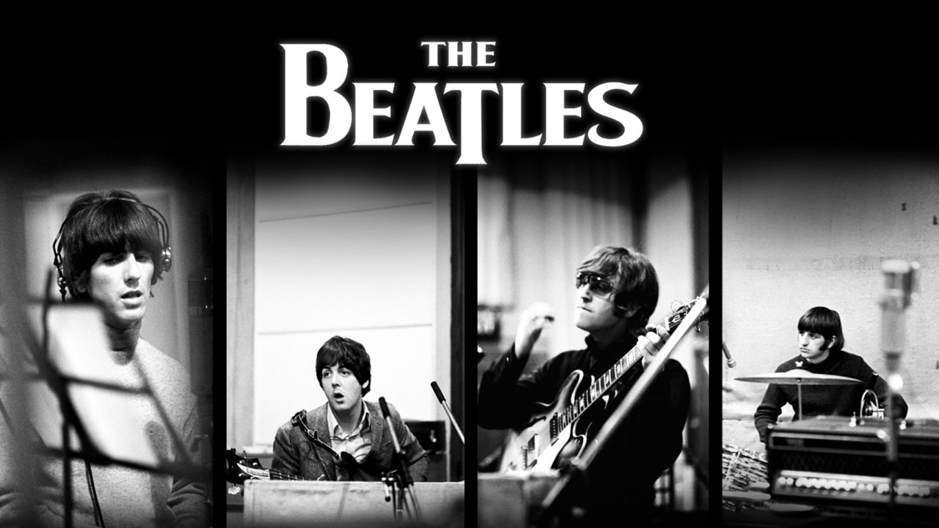 Beatles: John Lennon, Paul McCartney, George Harrison, Ringo Starr wallpaper 1366x768