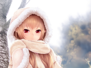 Das Winter Anime Girl Wallpaper 320x240