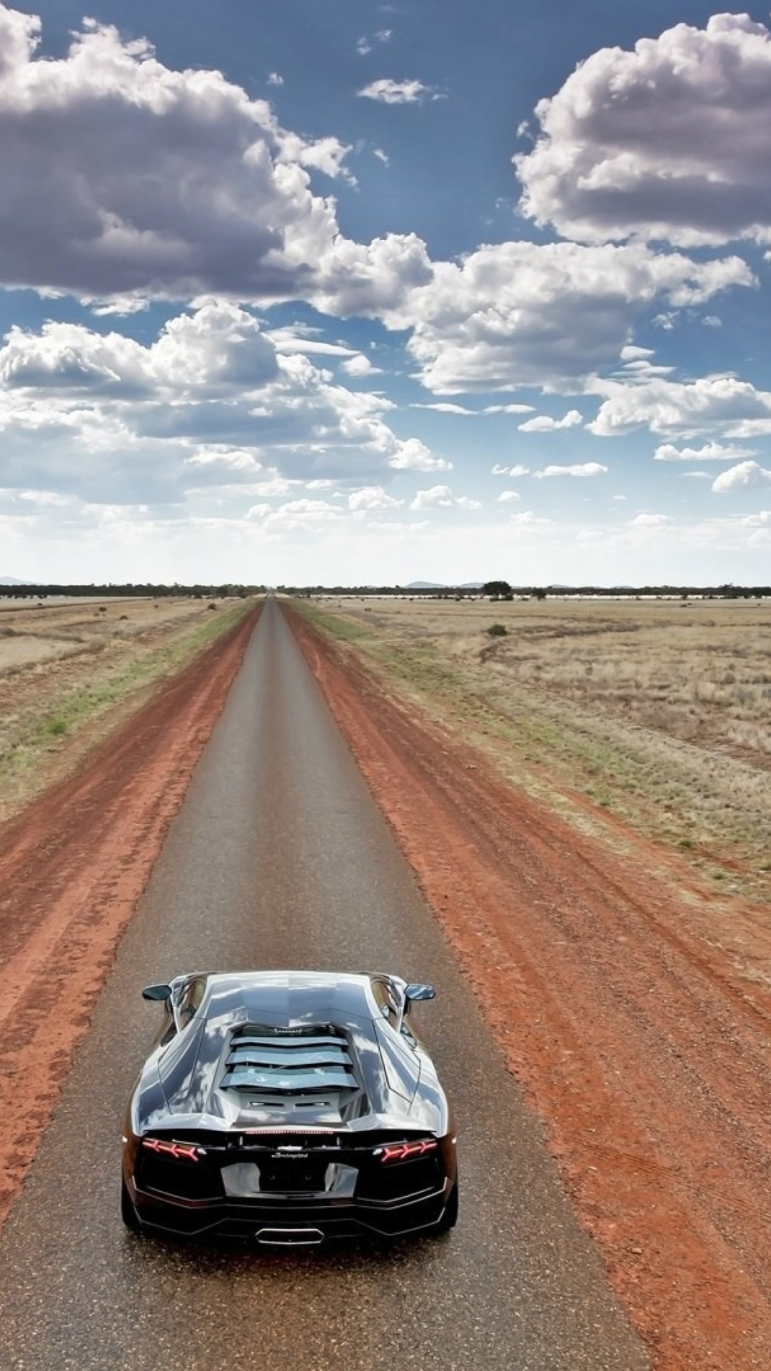 Lamborghini Aventador On Empty Country Road wallpaper 1080x1920