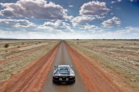 Lamborghini Aventador On Empty Country Road wallpaper 480x320