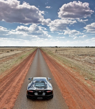 Lamborghini Aventador On Empty Country Road - Fondos de pantalla gratis para 132x176